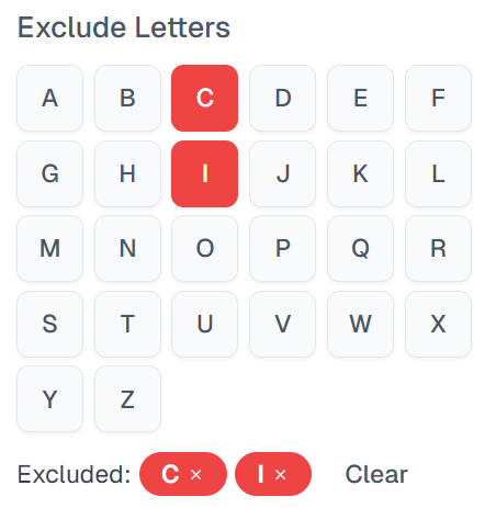 Exclude Letters Feature in Letter Wheel Generator